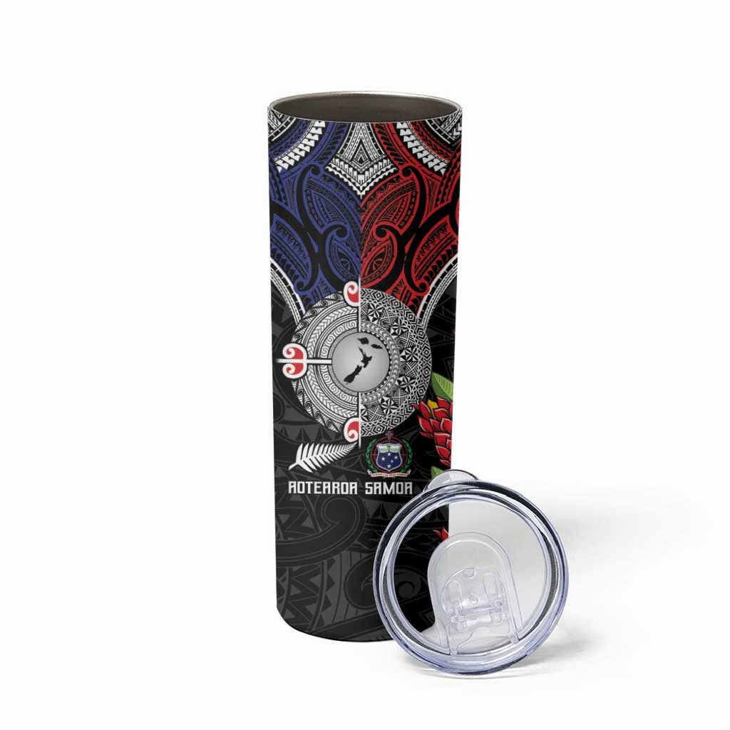 Aotearoa and Samoa Mo Te Tiriti Skinny Tumbler Tangata Moana Stand with Tangata Whenua LT9 - Polynesian Pride