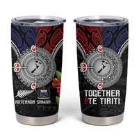 Aotearoa and Samoa Mo Te Tiriti Tumbler Cup Tangata Moana Stand with Tangata Whenua LT9 Blue - Polynesian Pride