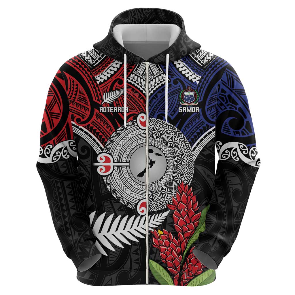 Aotearoa and Samoa Mo Te Tiriti Zip Hoodie Tangata Moana Stand with Tangata Whenua