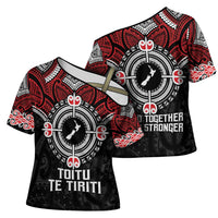 Aotearoa Proud To Be Maori Cross Shoulder Shirt New Zealand Fight Together - Polynesian Pride