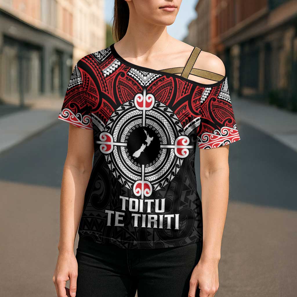Aotearoa Proud To Be Maori Cross Shoulder Shirt New Zealand Fight Together - Polynesian Pride