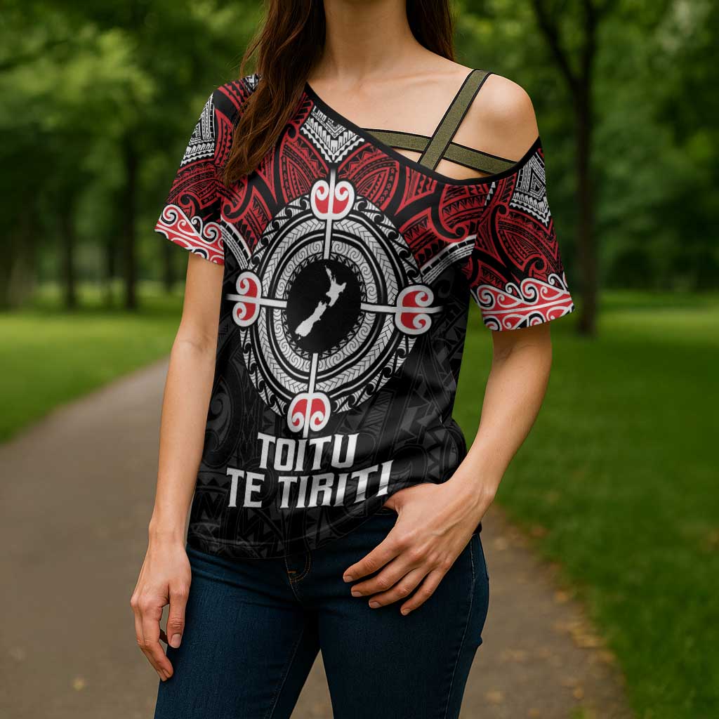 Aotearoa Proud To Be Maori Cross Shoulder Shirt New Zealand Fight Together - Polynesian Pride