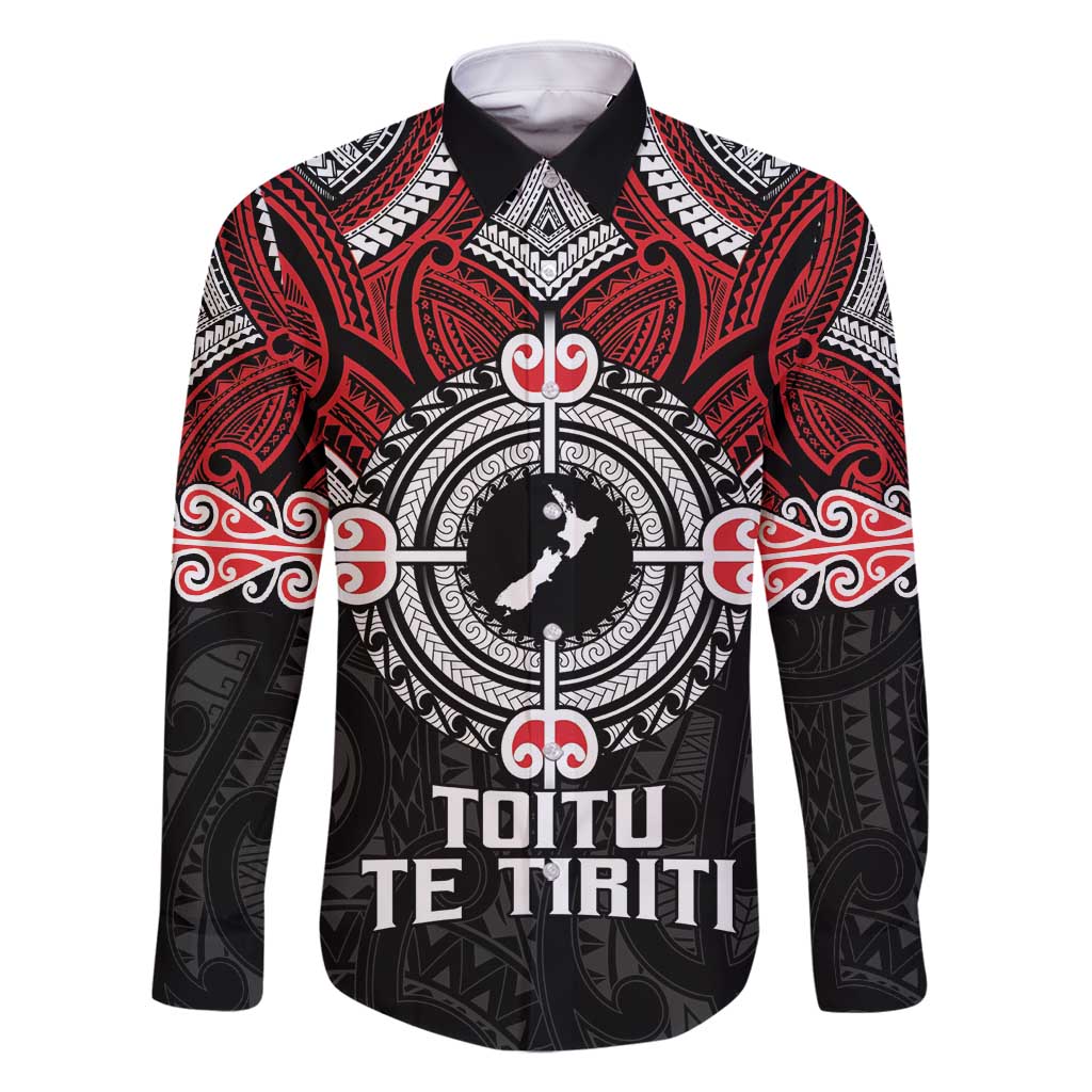 Aotearoa Proud To Be Maori Family Matching Long Sleeve Bodycon Dress and Hawaiian Shirt New Zealand Fight Together LT9 Dad's Shirt - Long Sleeve Red - Polynesian Pride