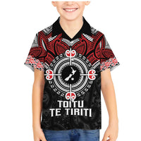 Aotearoa Proud To Be Maori Family Matching Mermaid Dress and Hawaiian Shirt New Zealand Fight Together LT9 Son's Shirt Red - Polynesian Pride