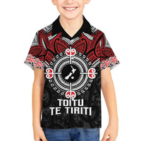 Aotearoa Proud To Be Maori Family Matching Off Shoulder Maxi Dress and Hawaiian Shirt New Zealand Fight Together LT9 Son's Shirt Red - Polynesian Pride