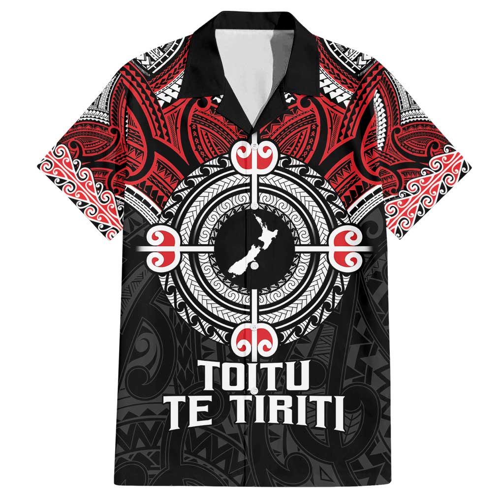Aotearoa Proud To Be Maori Family Matching Off Shoulder Short Dress and Hawaiian Shirt New Zealand Fight Together LT9 Dad's Shirt - Short Sleeve Red - Polynesian Pride