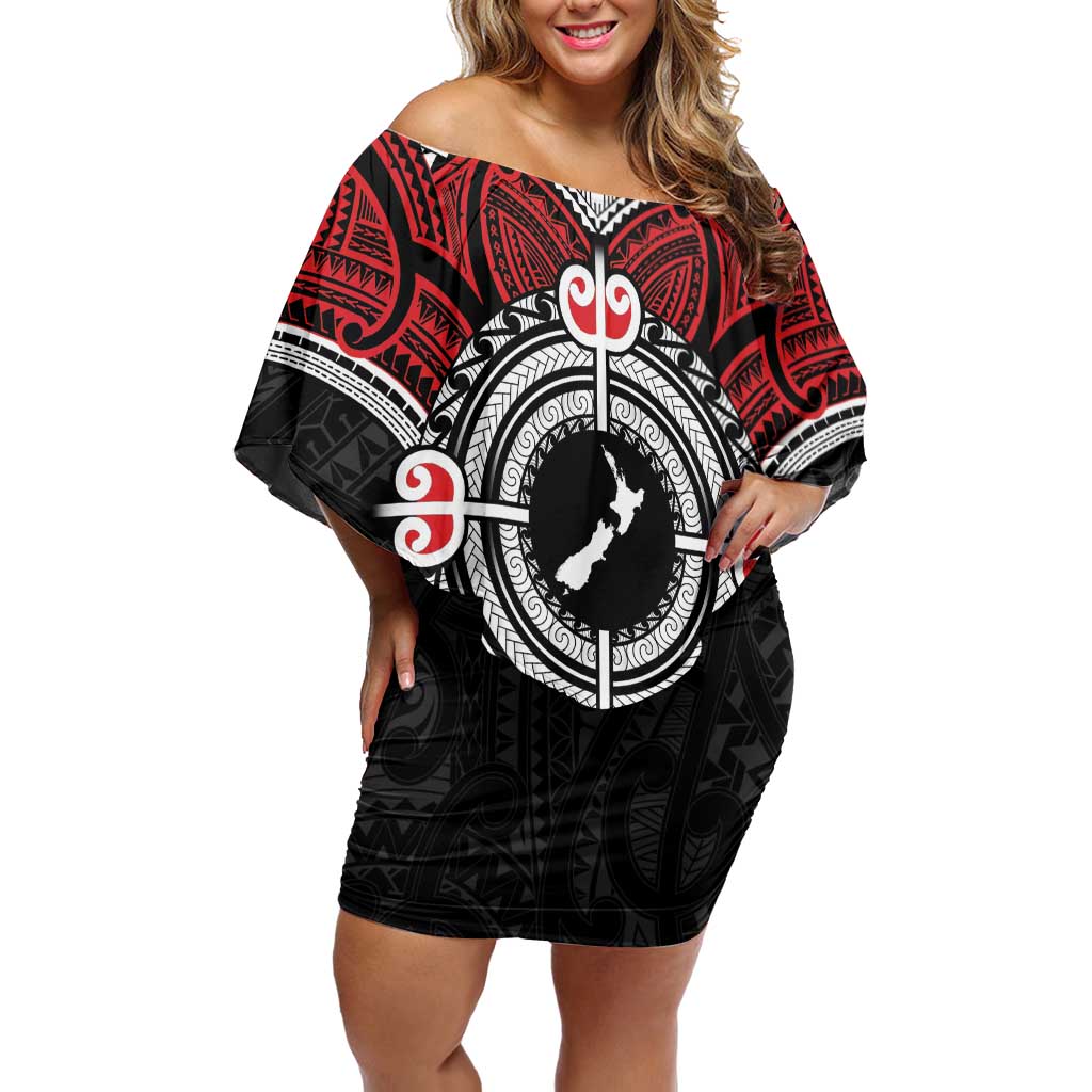 Aotearoa Proud To Be Maori Family Matching Off Shoulder Short Dress and Hawaiian Shirt New Zealand Fight Together LT9 Mom's Dress Red - Polynesian Pride
