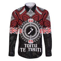 Aotearoa Proud To Be Maori Family Matching Short Sleeve Bodycon Dress and Hawaiian Shirt New Zealand Fight Together LT9 Dad's Shirt - Long Sleeve Red - Polynesian Pride