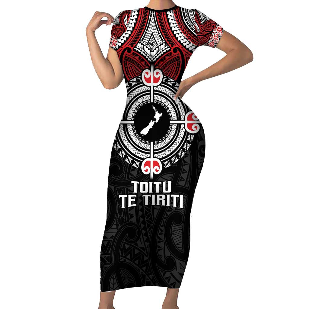 Aotearoa Proud To Be Maori Family Matching Short Sleeve Bodycon Dress and Hawaiian Shirt New Zealand Fight Together LT9 Mom's Dress Red - Polynesian Pride