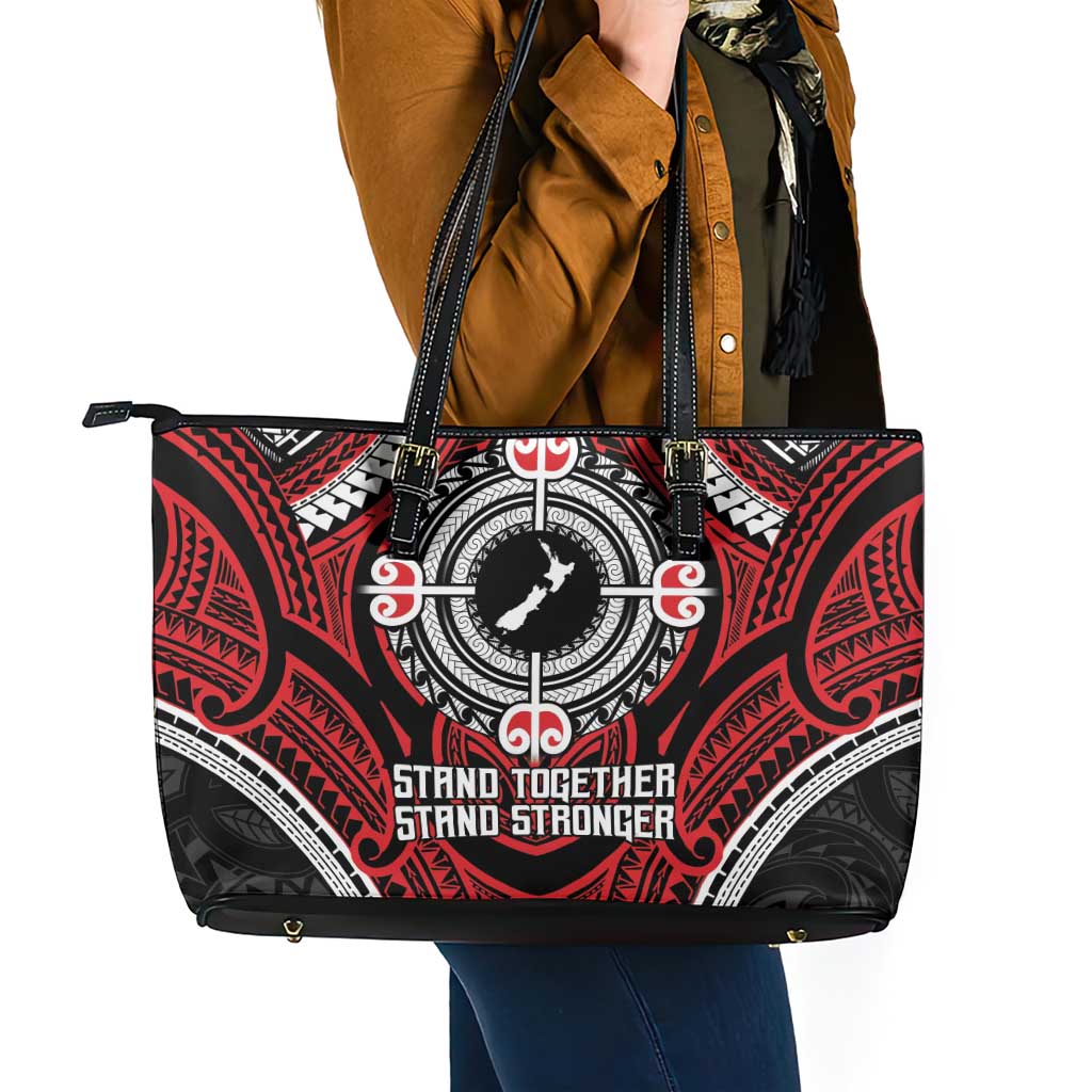 Aotearoa Proud To Be Maori Leather Tote Bag New Zealand Fight Together