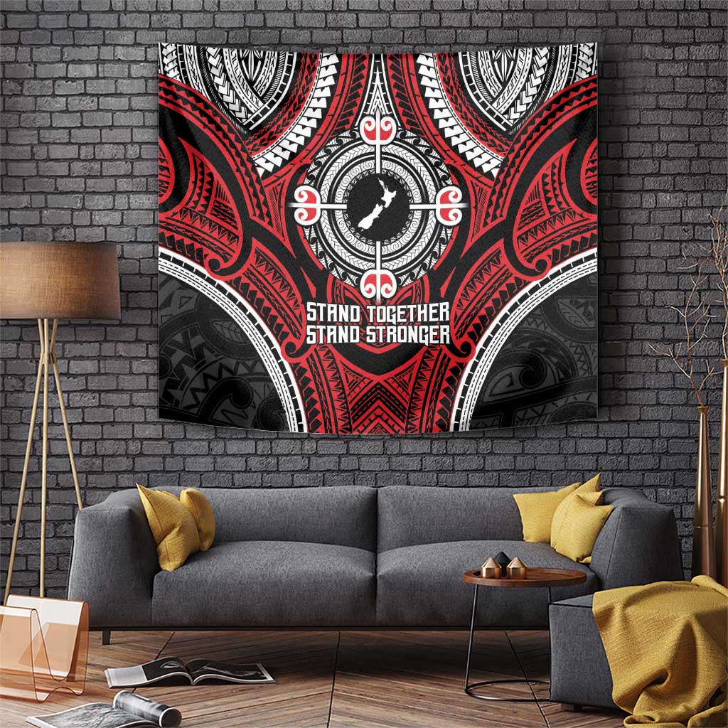 Aotearoa Proud To Be Maori Tapestry New Zealand Fight Together LT9 Red - Polynesian Pride
