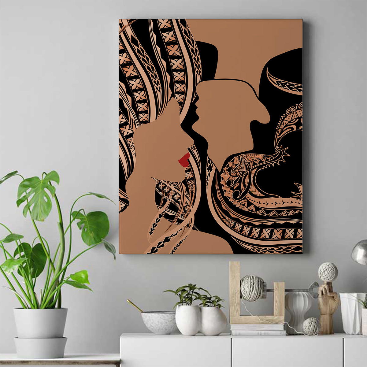 Personalised Valentines Day Romantic Lovers Canvas Wall Art LT9 Gold - Polynesian Pride