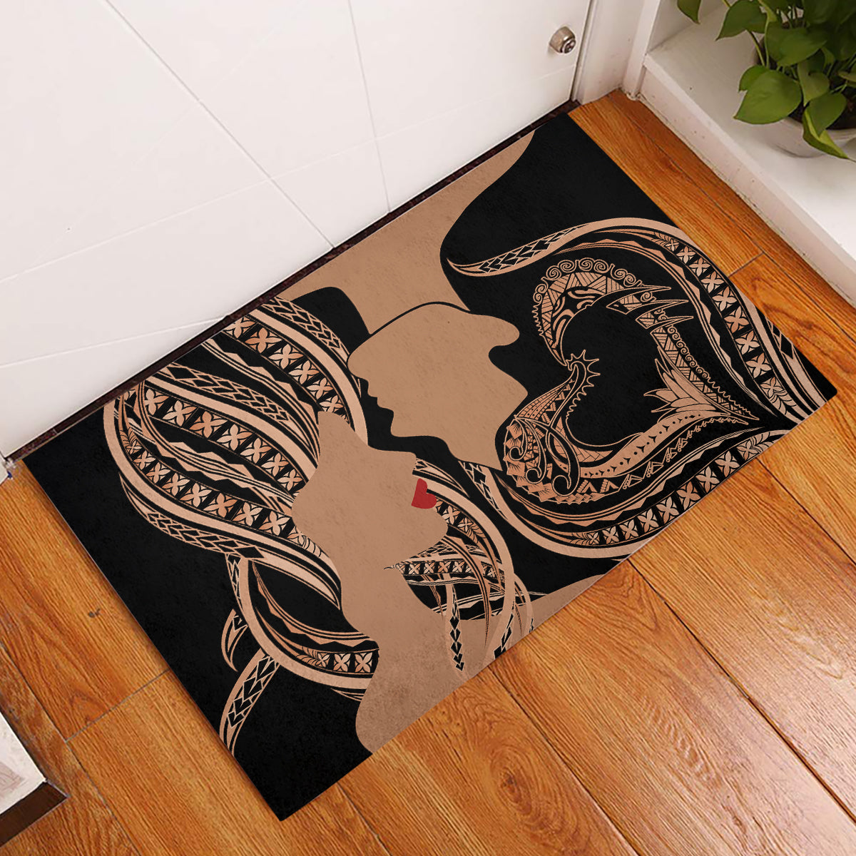 Personalised Valentines Day Romantic Lovers Rubber Doormat LT9 Gold - Polynesian Pride