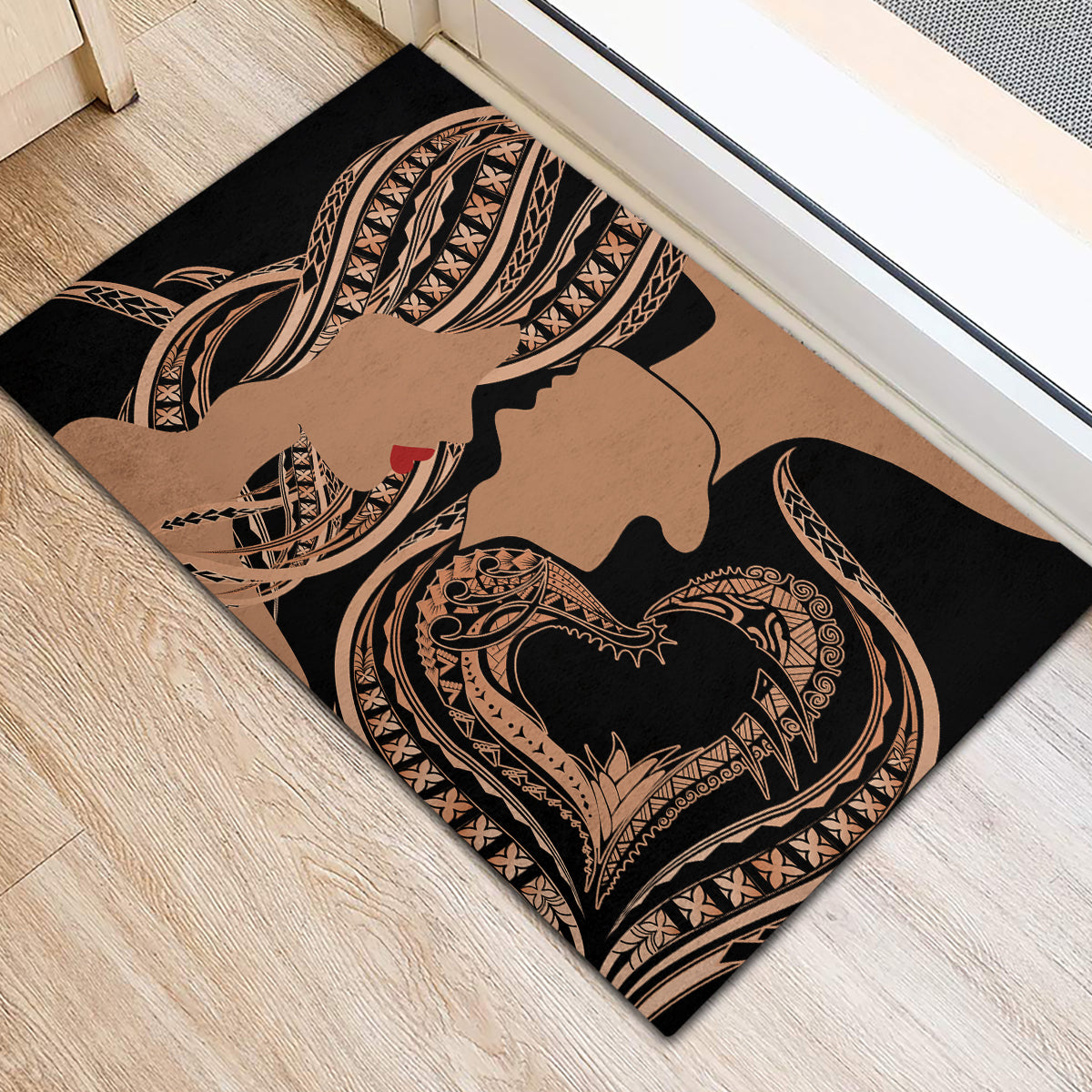 Personalised Valentines Day Romantic Lovers Rubber Doormat LT9 - Polynesian Pride