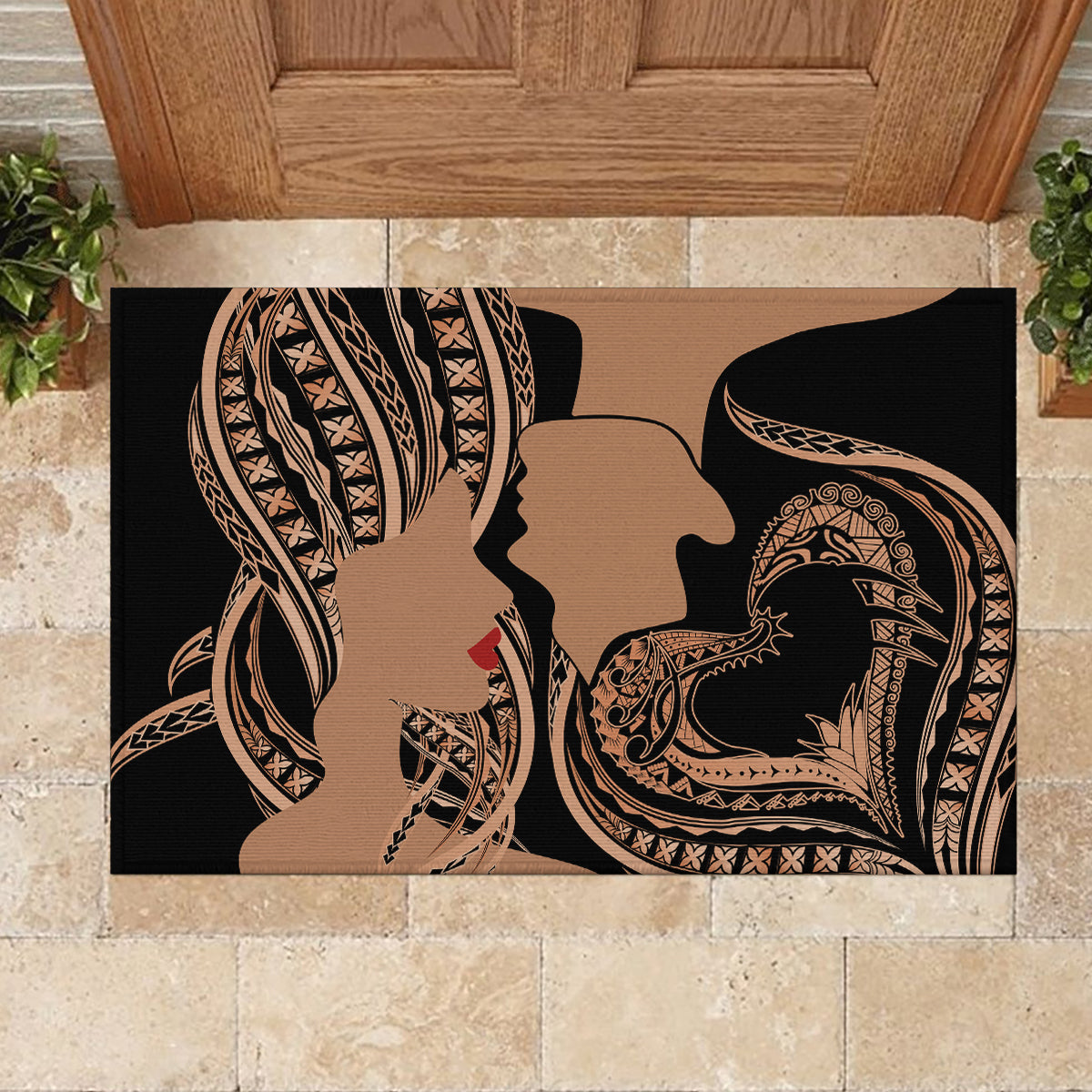 Personalised Valentines Day Romantic Lovers Rubber Doormat LT9 - Polynesian Pride