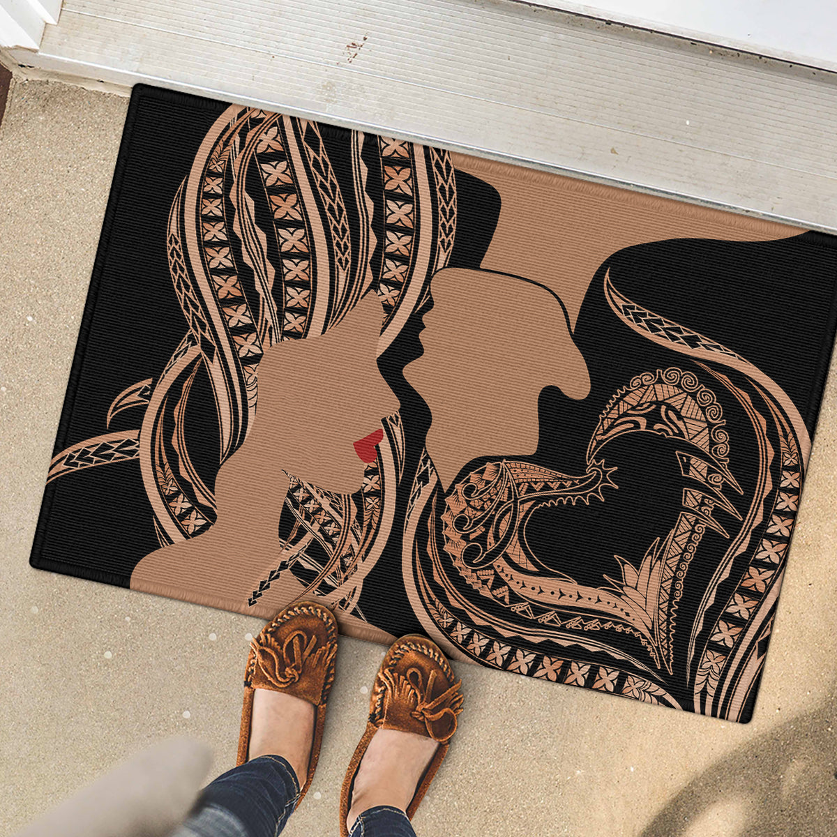 Personalised Valentines Day Romantic Lovers Rubber Doormat LT9 - Polynesian Pride
