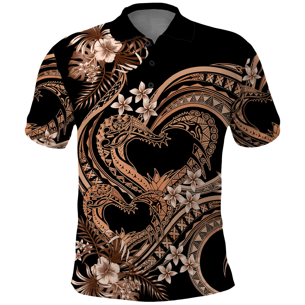Polynesia Valentines Day Forever In My Heart Tattoo Polo Shirt Gold Style LT9 Gold - Polynesian Pride