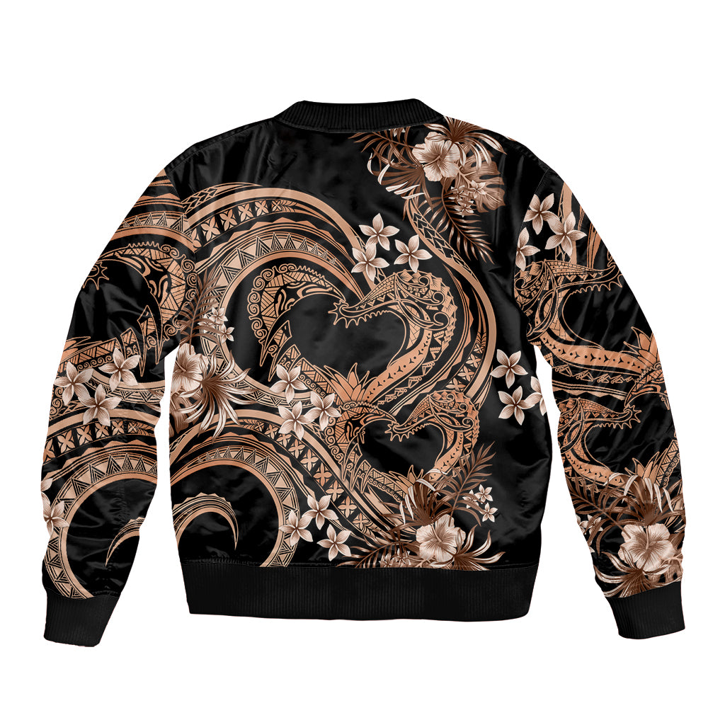 Polynesia Valentines Day Forever In My Heart Tattoo Sleeve Zip Bomber Jacket Gold Style LT9 - Polynesian Pride