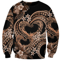 Polynesia Valentines Day Forever In My Heart Tattoo Sweatshirt Gold Style LT9 Unisex Gold - Polynesian Pride