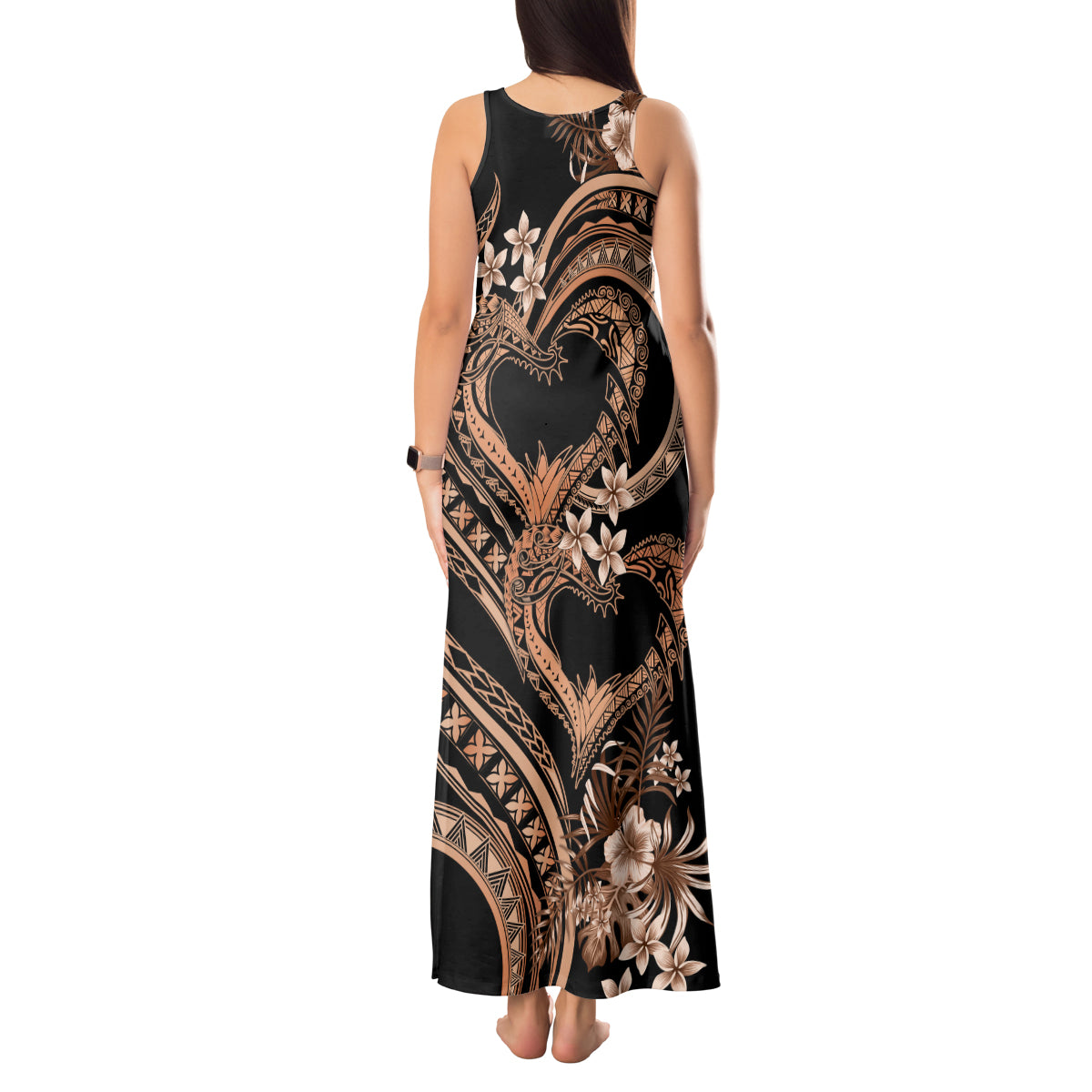 Polynesia Valentines Day Forever In My Heart Tattoo Tank Maxi Dress Gold Style LT9 - Polynesian Pride