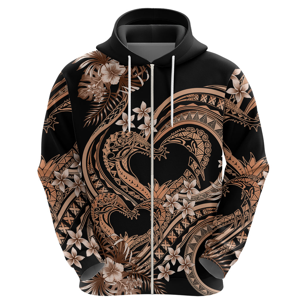 Polynesia Valentines Day Forever In My Heart Tattoo Zip Hoodie Gold Style LT9 - Polynesian Pride