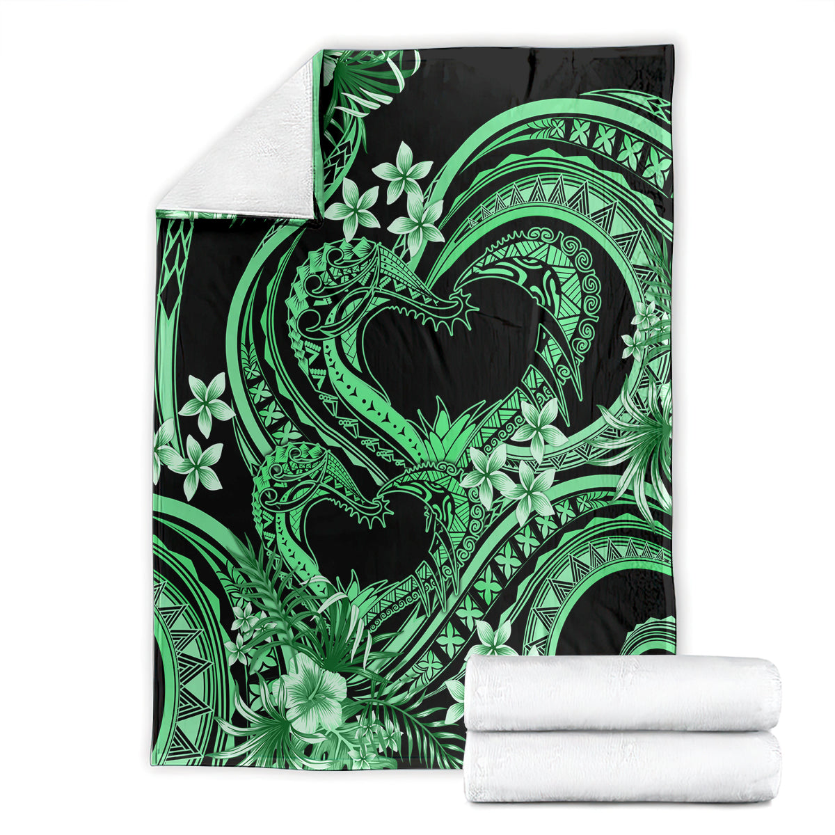Polynesia Valentines Day Forever In My Heart Tattoo Blanket Green Style LT9 - Polynesian Pride