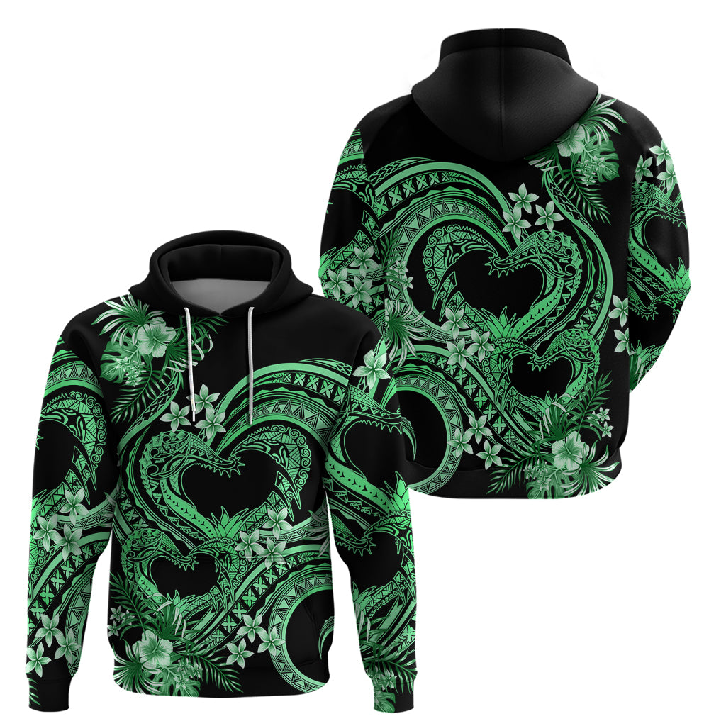 Polynesia Valentines Day Forever In My Heart Tattoo Hoodie Green Style LT9 - Polynesian Pride