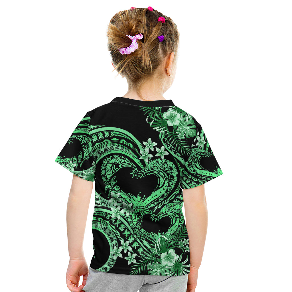 Polynesia Valentines Day Forever In My Heart Tattoo Kid T Shirt Green Style LT9 - Polynesian Pride