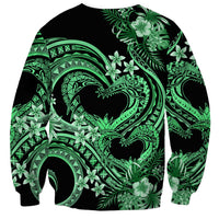 Polynesia Valentines Day Forever In My Heart Tattoo Sweatshirt Green Style LT9 - Polynesian Pride