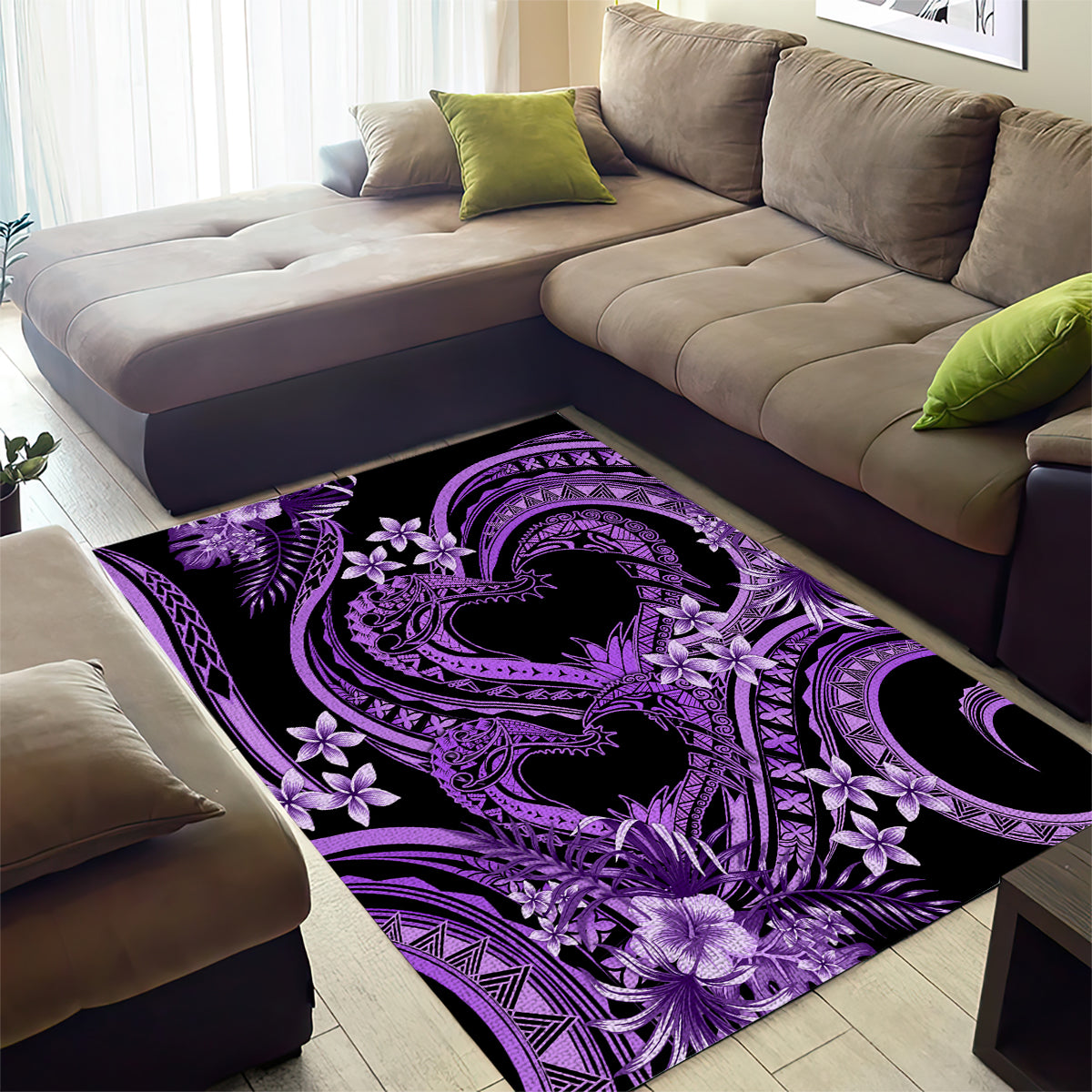 Polynesia Valentines Day Forever In My Heart Tattoo Area Rug Purple Style LT9 - Polynesian Pride