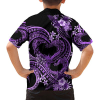 Polynesia Valentines Day Forever In My Heart Tattoo Family Matching Summer Maxi Dress and Hawaiian Shirt Purple Style LT9 - Polynesian Pride