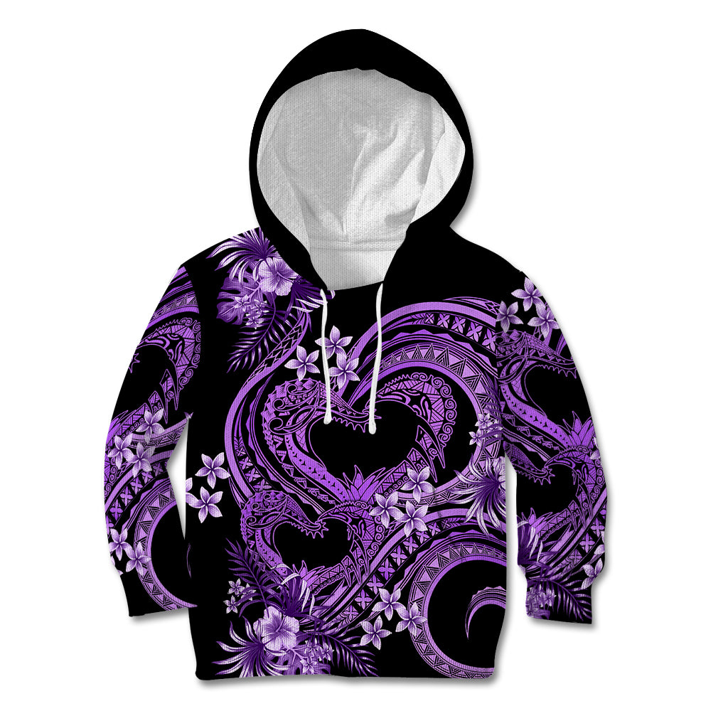 Polynesia Valentines Day Forever In My Heart Tattoo Kid Hoodie Purple Style LT9 Hoodie Purple - Polynesian Pride