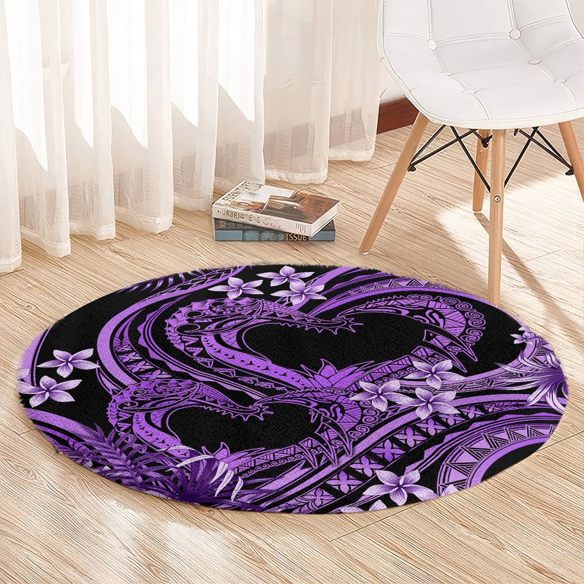 Polynesia Valentines Day Forever In My Heart Tattoo Round Carpet Purple Style LT9 - Polynesian Pride