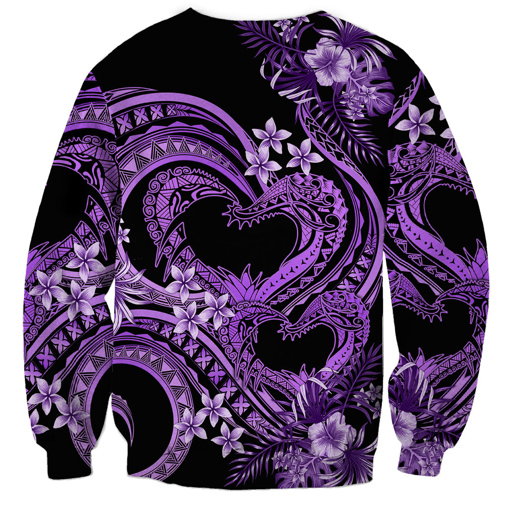 Polynesia Valentines Day Forever In My Heart Tattoo Sweatshirt Purple Style LT9 - Polynesian Pride