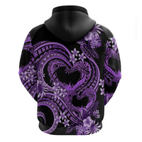 Polynesia Valentines Day Forever In My Heart Tattoo Zip Hoodie Purple Style LT9 - Polynesian Pride