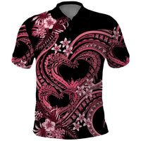 Polynesia Valentines Day Forever In My Heart Tattoo Polo Shirt Pink Style LT9 Pink - Polynesian Pride