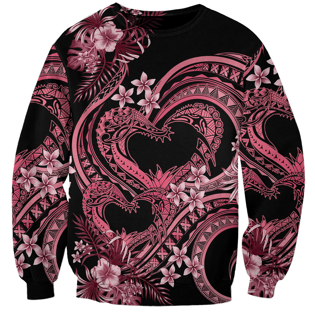Polynesia Valentines Day Forever In My Heart Tattoo Sweatshirt Pink Style LT9 Unisex Pink - Polynesian Pride