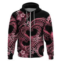 Polynesia Valentines Day Forever In My Heart Tattoo Zip Hoodie Pink Style LT9 Zip Hoodie Pink - Polynesian Pride
