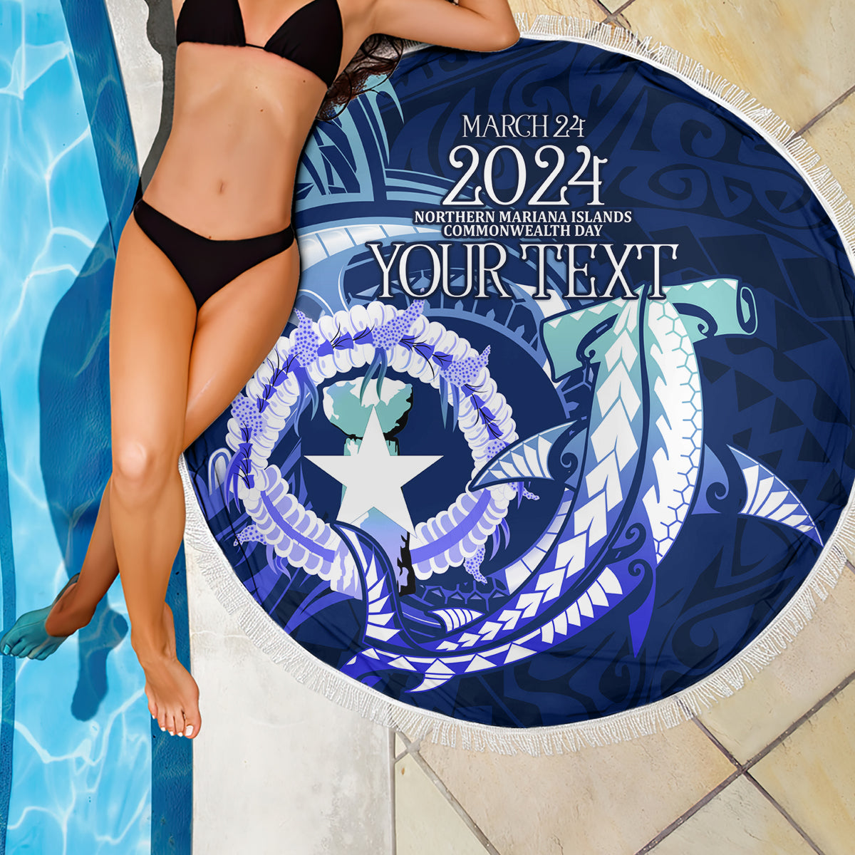 Personalised Northern Mariana Islands Beach Blanket Commonwealth Day 2024