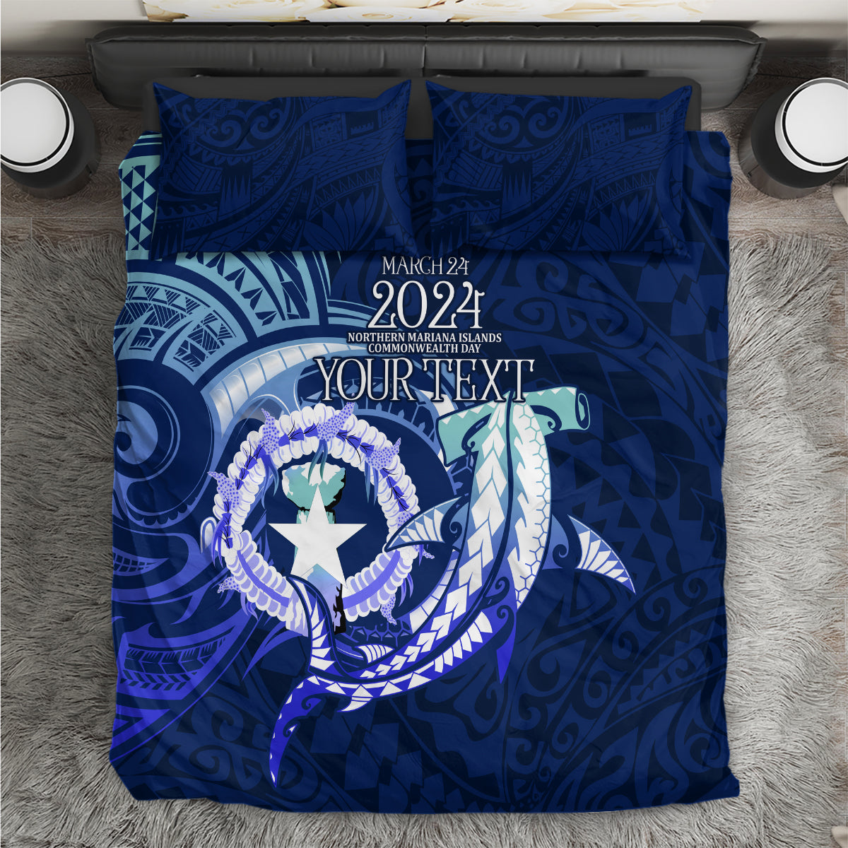 Personalised Northern Mariana Islands Bedding Set Commonwealth Day 2024 LT9 Ocean Blue - Polynesian Pride