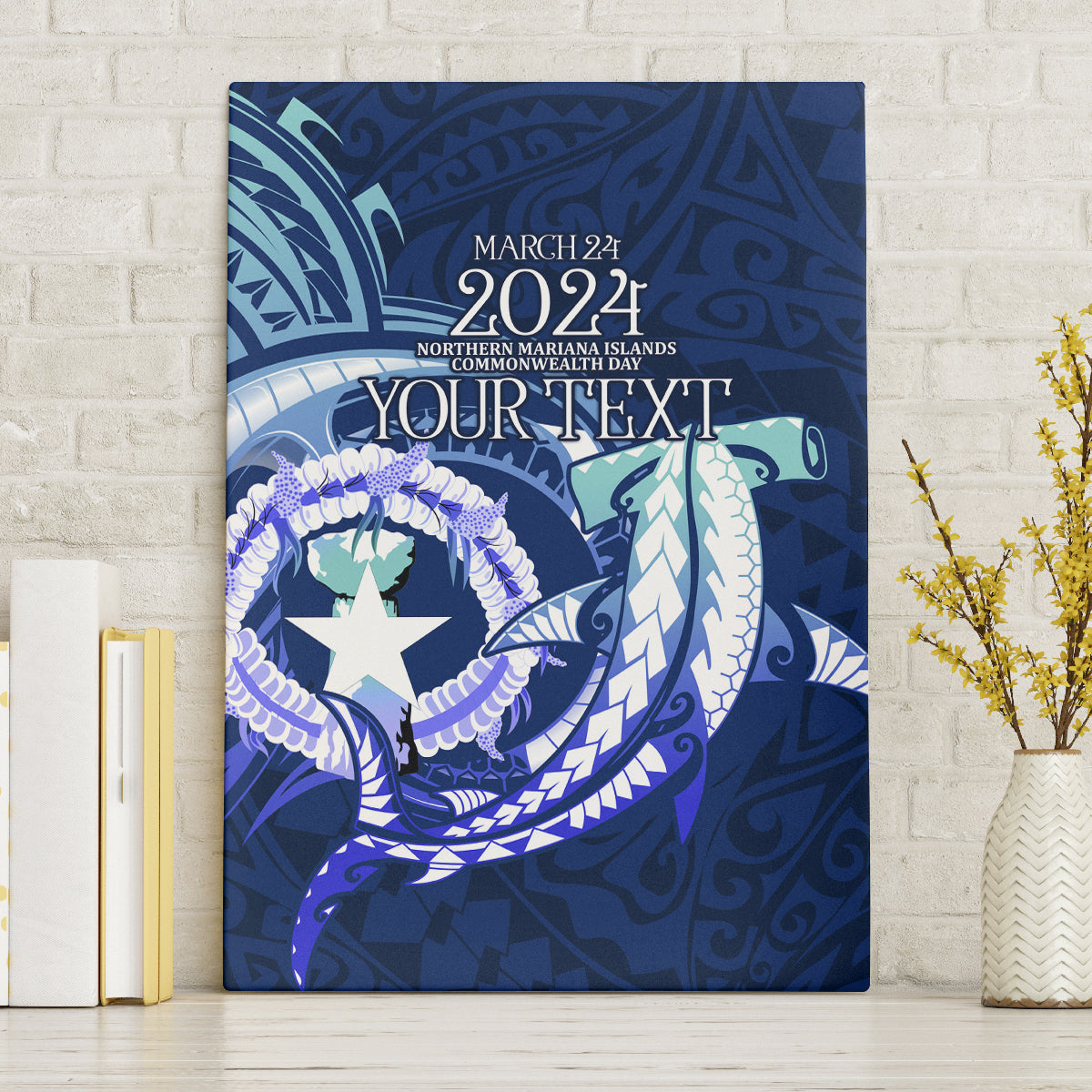 Personalised Northern Mariana Islands Canvas Wall Art Commonwealth Day 2024