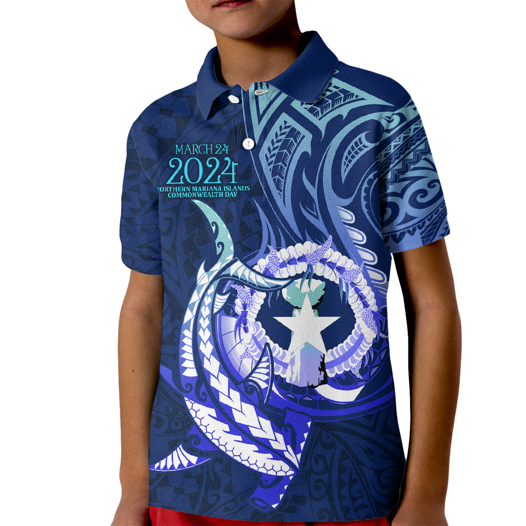 Personalised Northern Mariana Islands Kid Polo Shirt Commonwealth Day 2024 LT9 Kid Ocean Blue - Polynesian Pride