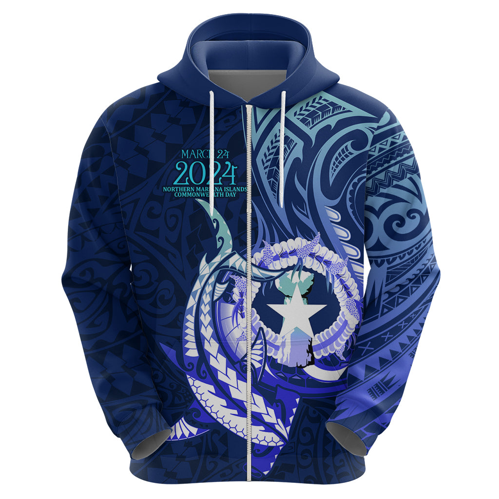 Personalised Northern Mariana Islands Zip Hoodie Commonwealth Day 2024 LT9 - Polynesian Pride