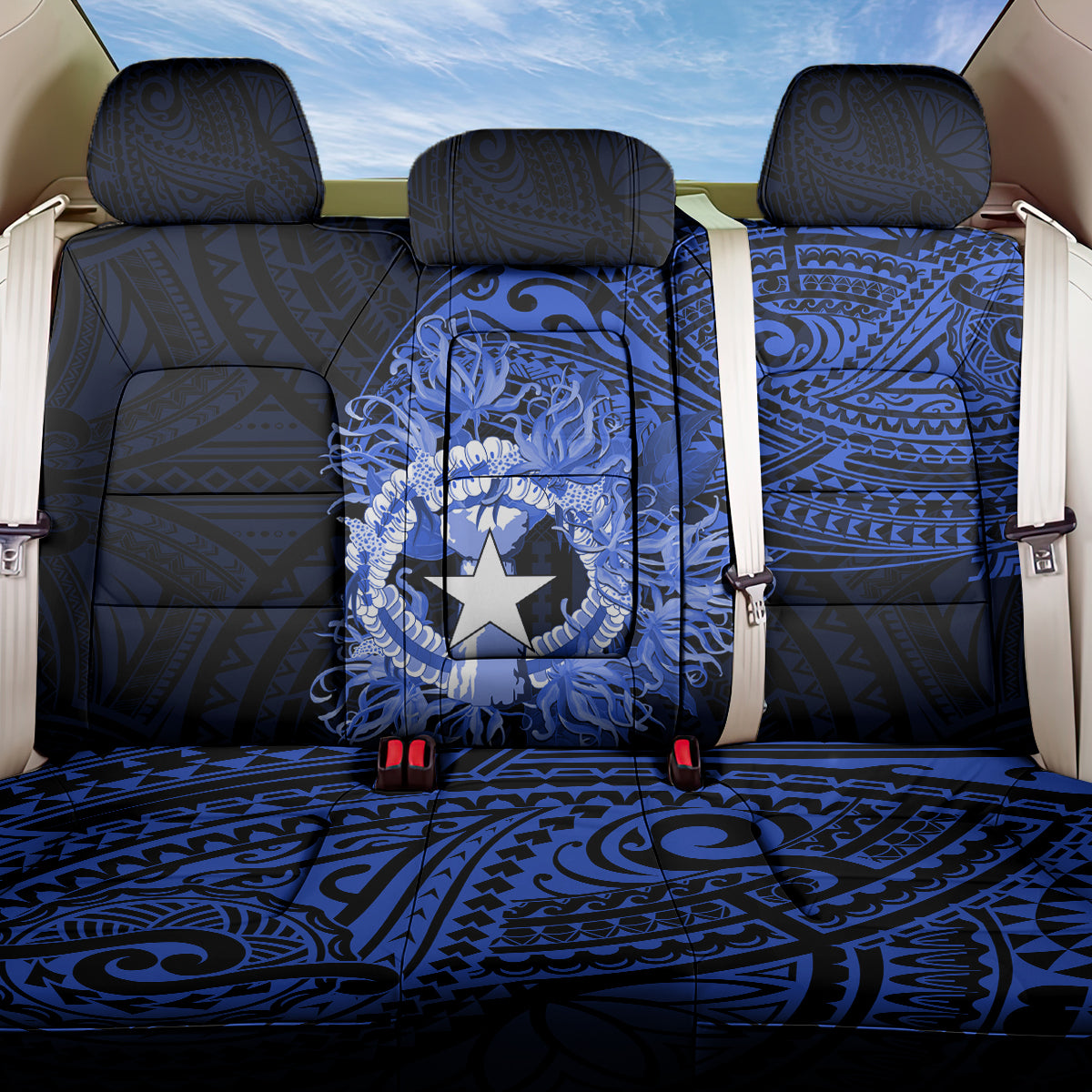 Northern Mariana Islands Ylang-ylang Mwarmwar Back Car Seat Cover Polynesian Blue Style LT9