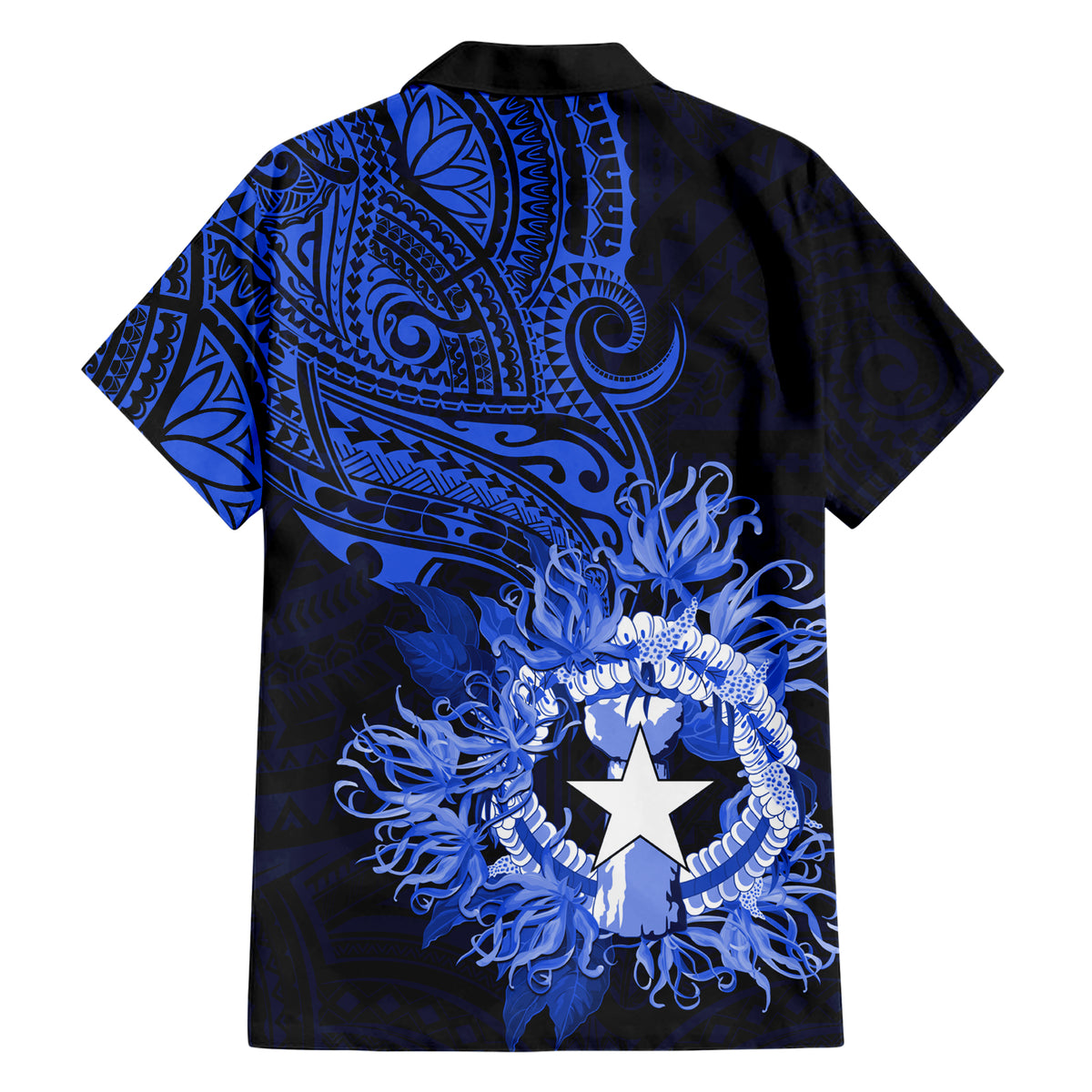 Northern Mariana Islands Ylang-ylang Mwarmwar Family Matching Short Sleeve Bodycon Dress and Hawaiian Shirt Polynesian Blue Style LT9 - Polynesian Pride