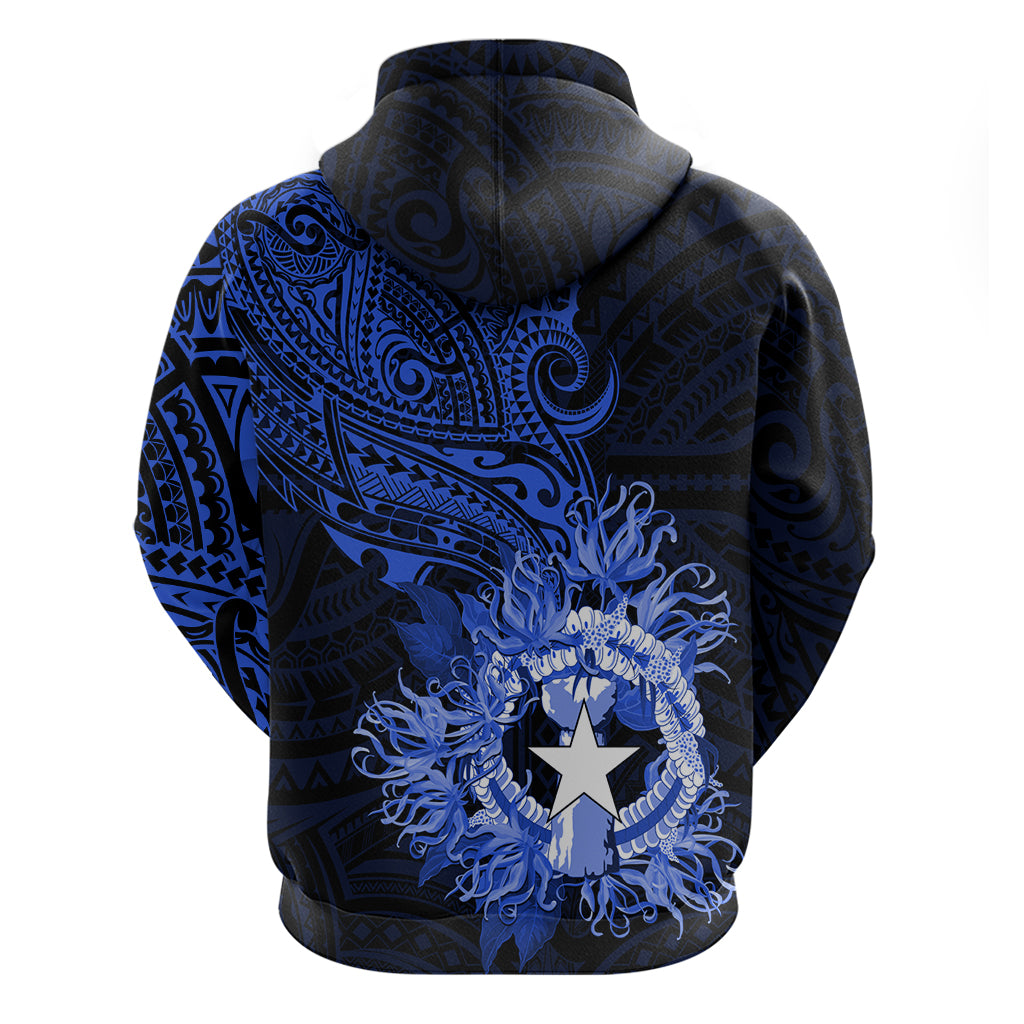 Northern Mariana Islands Ylang-ylang Mwarmwar Hoodie Polynesian Blue Style LT9 - Polynesian Pride