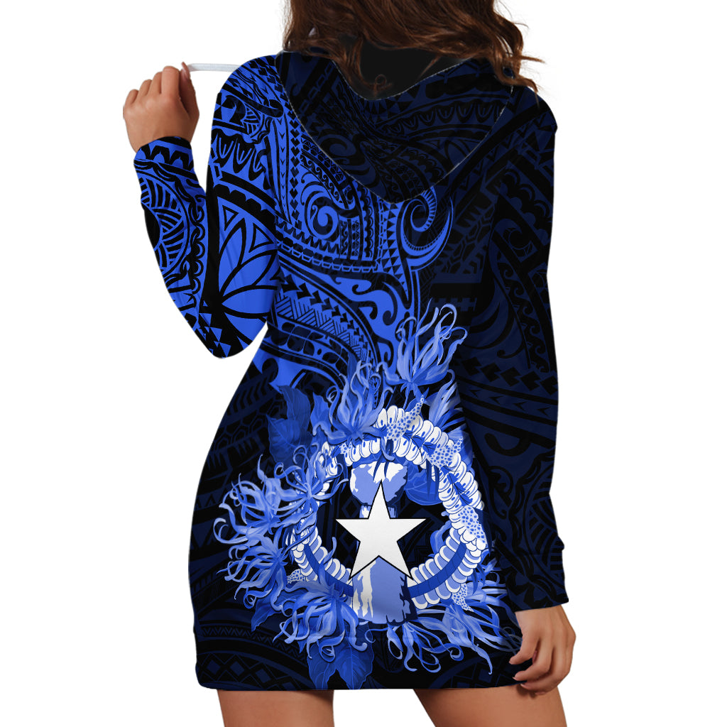 Northern Mariana Islands Ylang-ylang Mwarmwar Hoodie Dress Polynesian Blue Style LT9 - Polynesian Pride