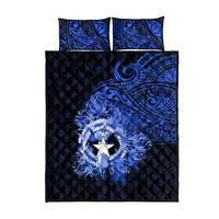 Northern Mariana Islands Ylang-ylang Mwarmwar Quilt Bed Set Polynesian Blue Style