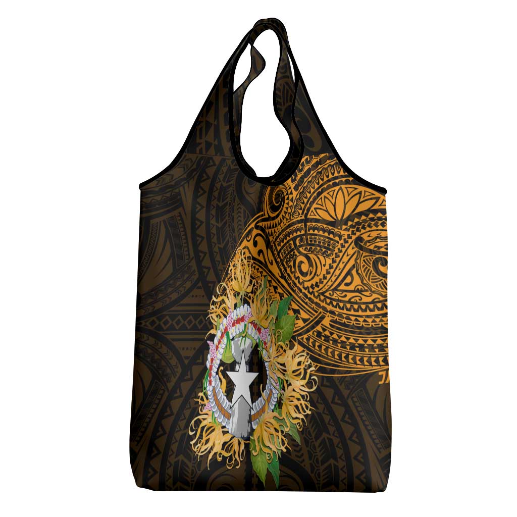 Northern Mariana Islands Ylang-ylang Mwarmwar Grocery Bag Polynesian Gold Style
