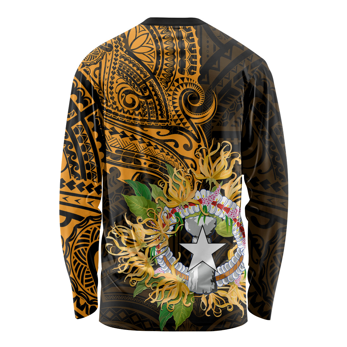 Northern Mariana Islands Ylang-ylang Mwarmwar Long Sleeve Shirt Polynesian Gold Style LT9 - Polynesian Pride